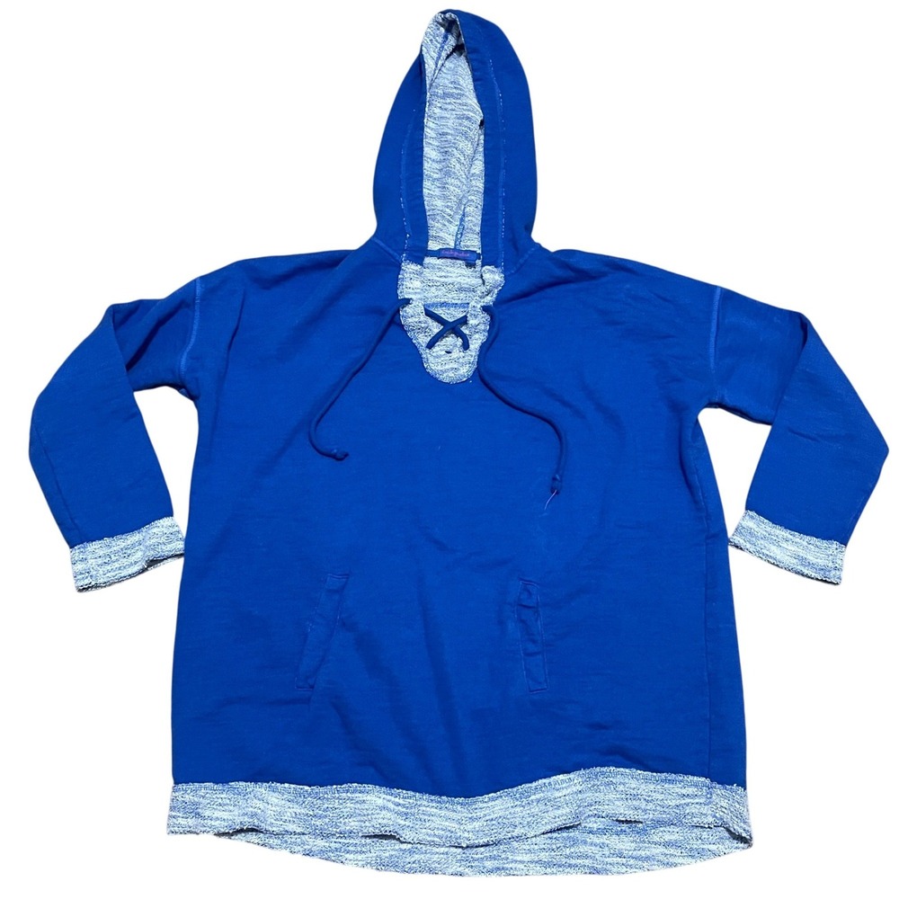 Fresh Produce Women's MD/LG Royal Blue Terry Cloth Lace Up Up Over Beachy Hoodie